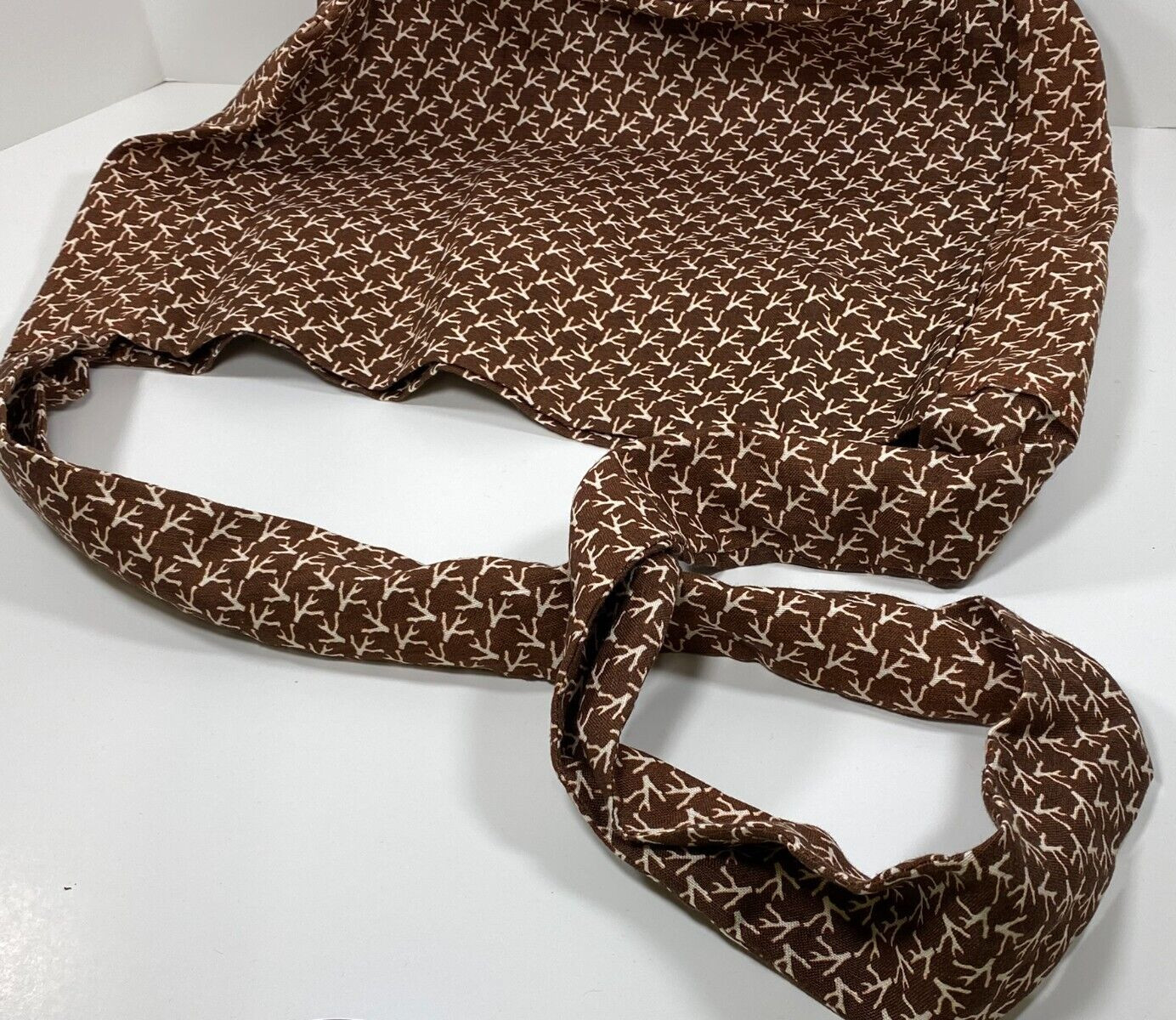 NEW ISAIA NAPOLI LINEN BROWN / WHITE CROSSBODY MESSENGER BAG ~ $275