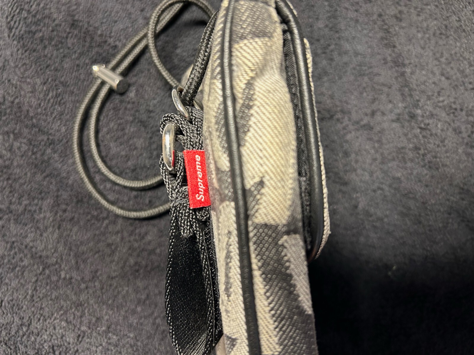 Supreme Shoulder Bag SS22 Fat Tip Jacquard Denim Neck Pouch Grey RARE