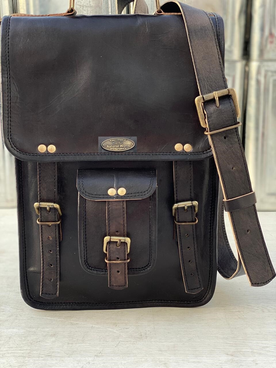 GVB Best Seller genuine leather messenger laptop satchel handmade vintage bag