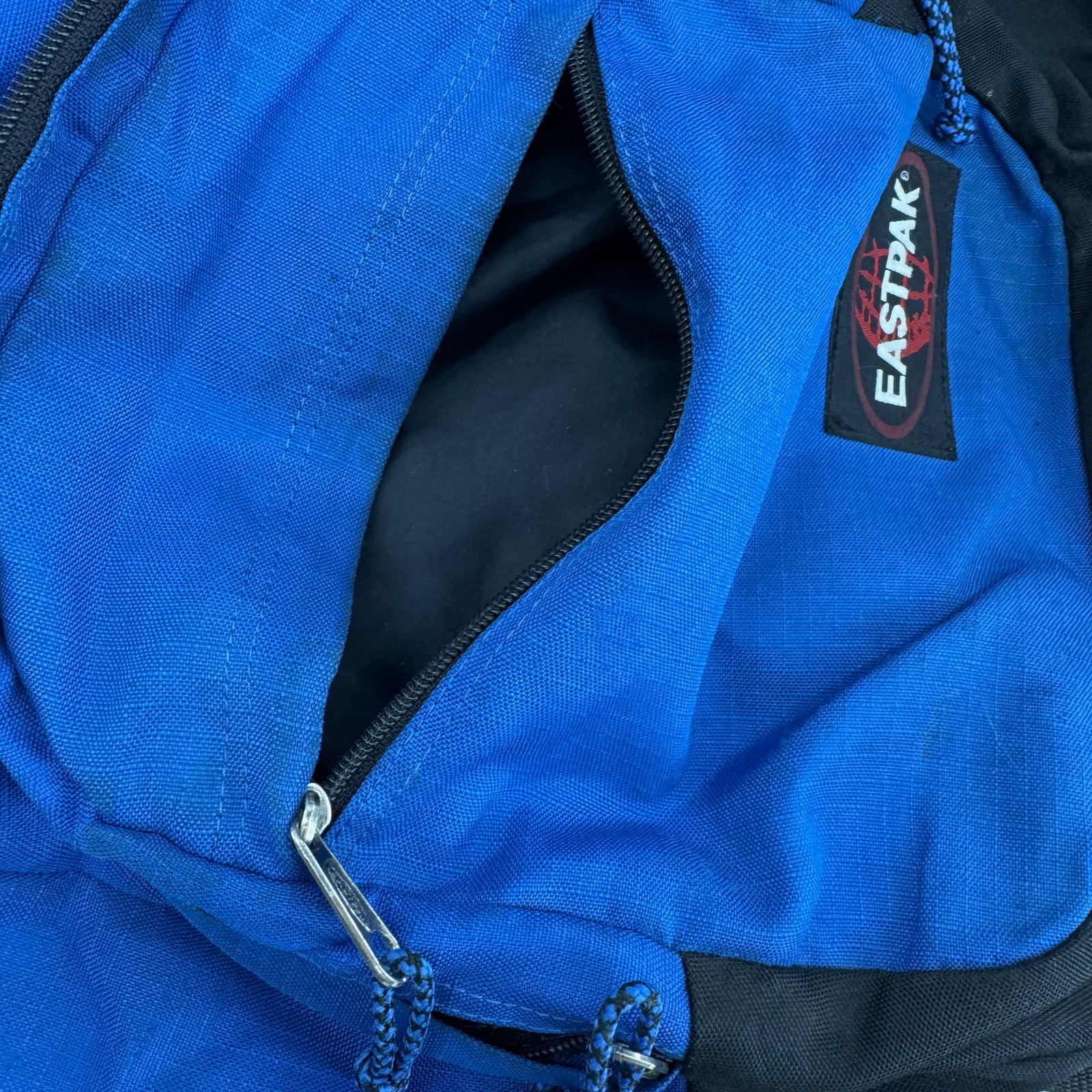 Vintage Eastpak Backpack Blue Black Two-Tone Retro 90s School Bag Gorpcore Y2K