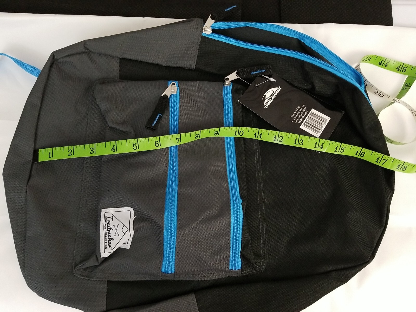 Trailmaker Backpack Heritage Collection 18” NWT Black Bag Turquoise Blue Trim