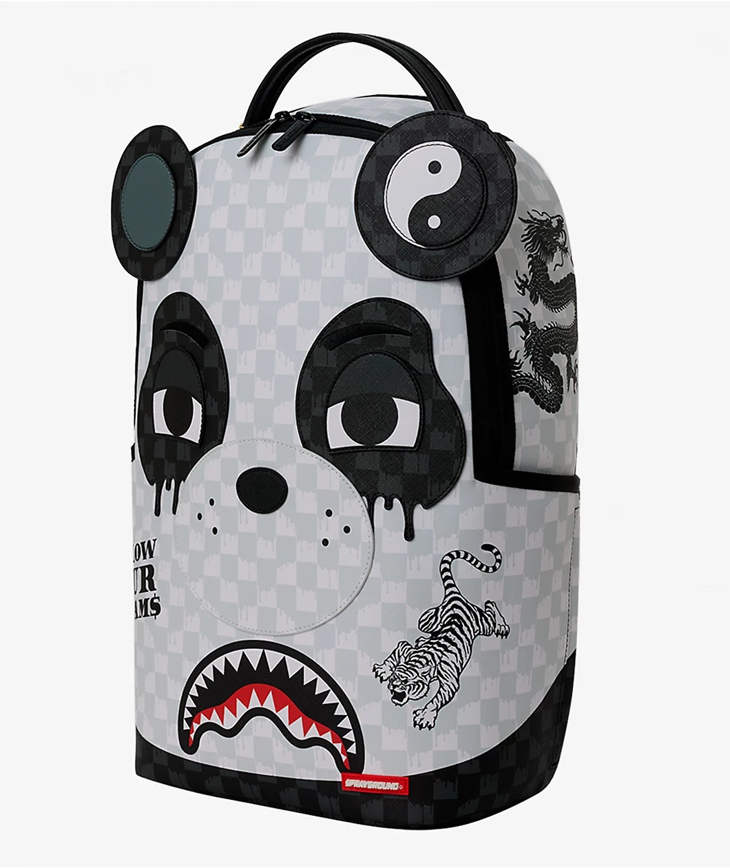 Sprayground Panda Check Backpack🔥New Black Bookbag Large School Bag