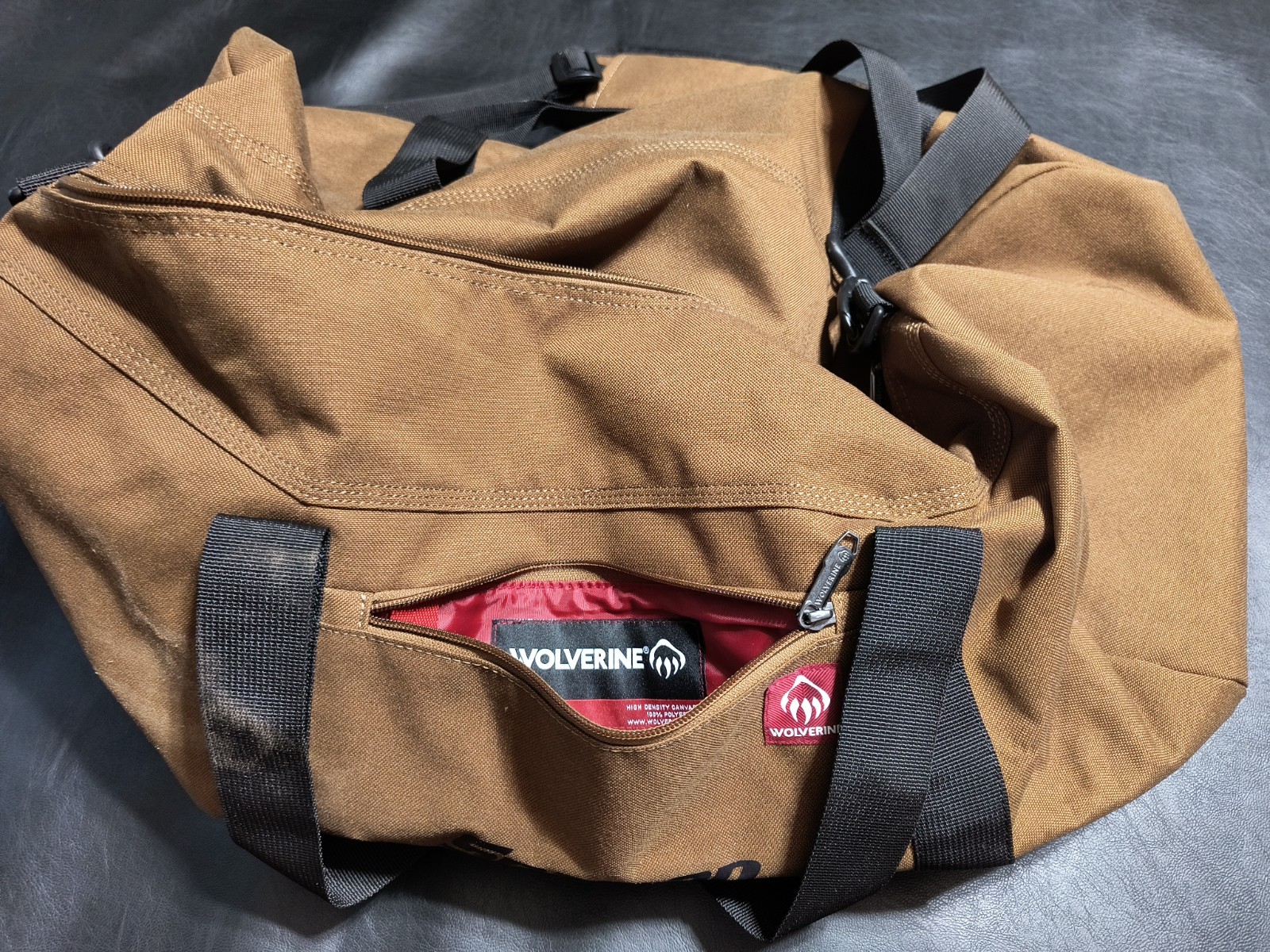 NEW WOLVERINE 22 Inch Center Zip Duffel Bag High-Density Canvas w/ Snap-on Logo