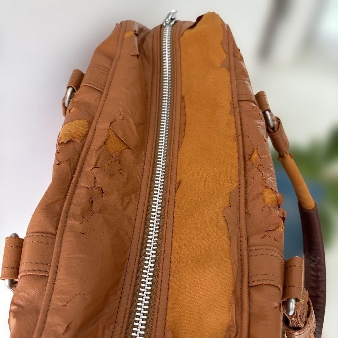 Yoshida & Co. Porter Boston bag, damaged, camel color, synthetic leather