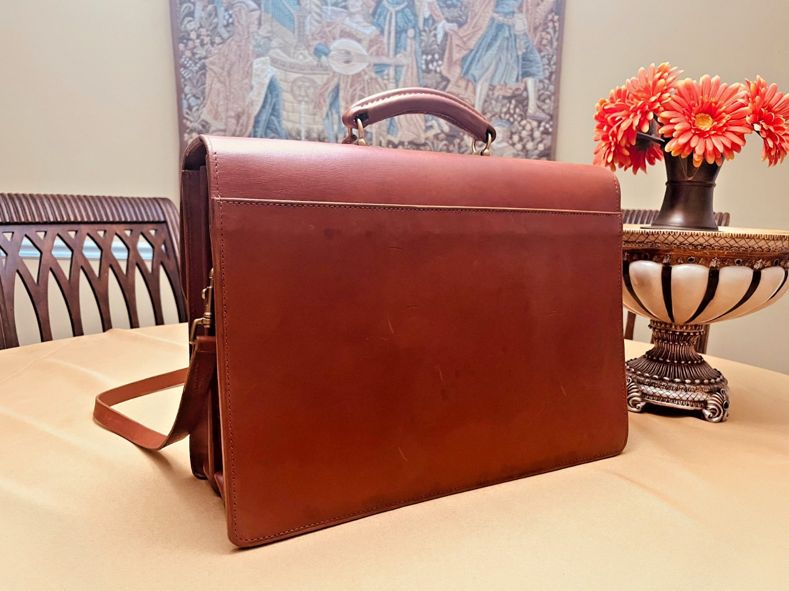 PICKETT of LONDON Thick Bridle Leather Briefcase / Messenger Bag – England