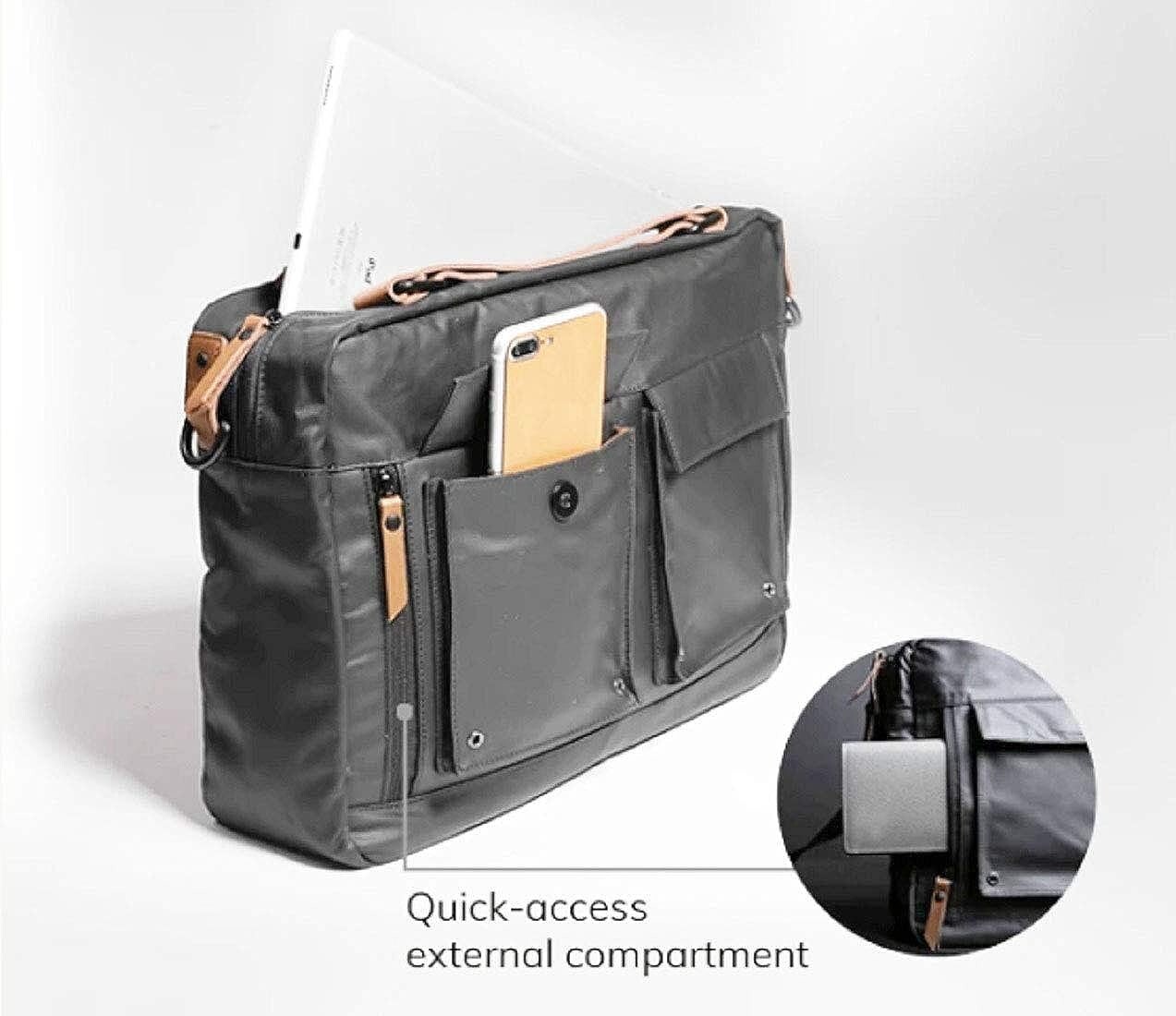 15.6-inch Leather & Canvas Splash-Proof Laptop Messenger Bag Shoulder Bag 1 Pcs.