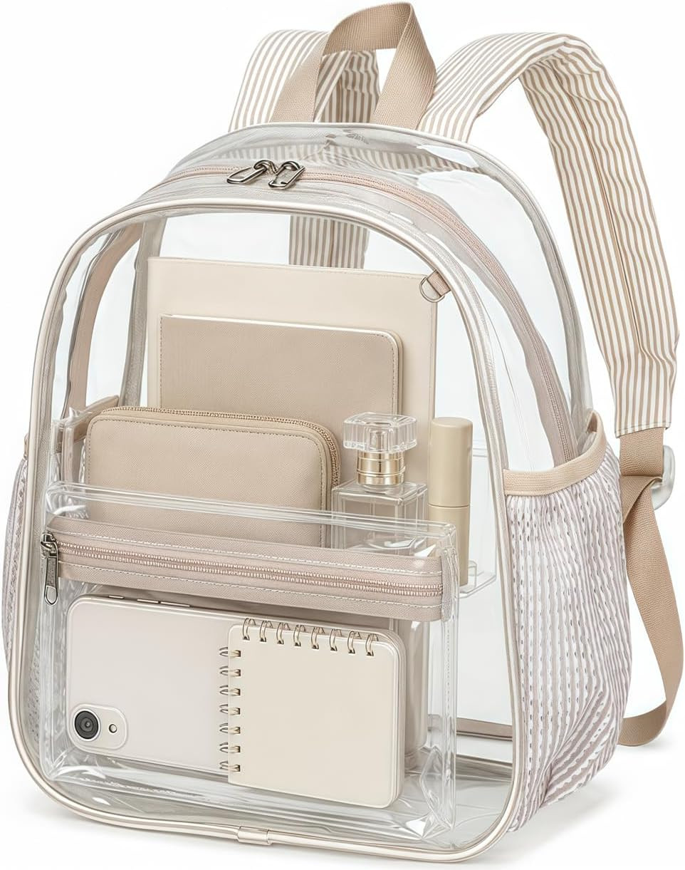 Mini Clear Backpack for Stadium Events, 12 X 9 X 5 Inch Transparent PVC Bookbag,