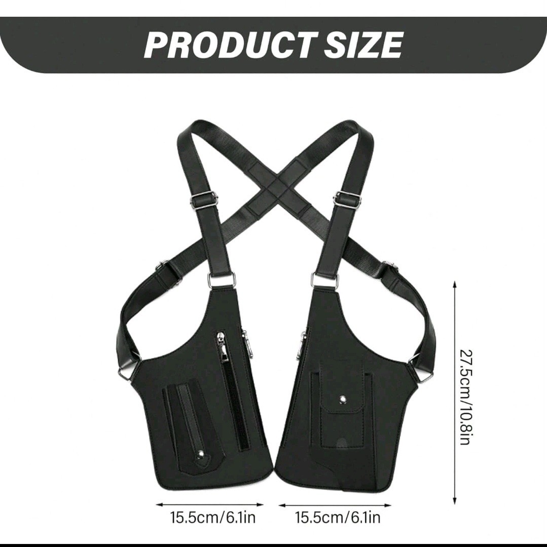Black Hidden Underarm Shoulder Bag Anti Theft Leather Holster Pouch Wallet Men