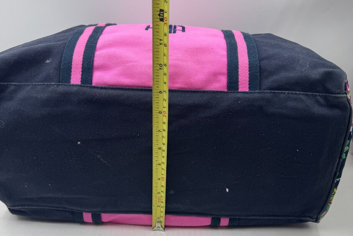 Vera Bradley Weekender Handbag Blue Pink Duffle Shoulder Bag
