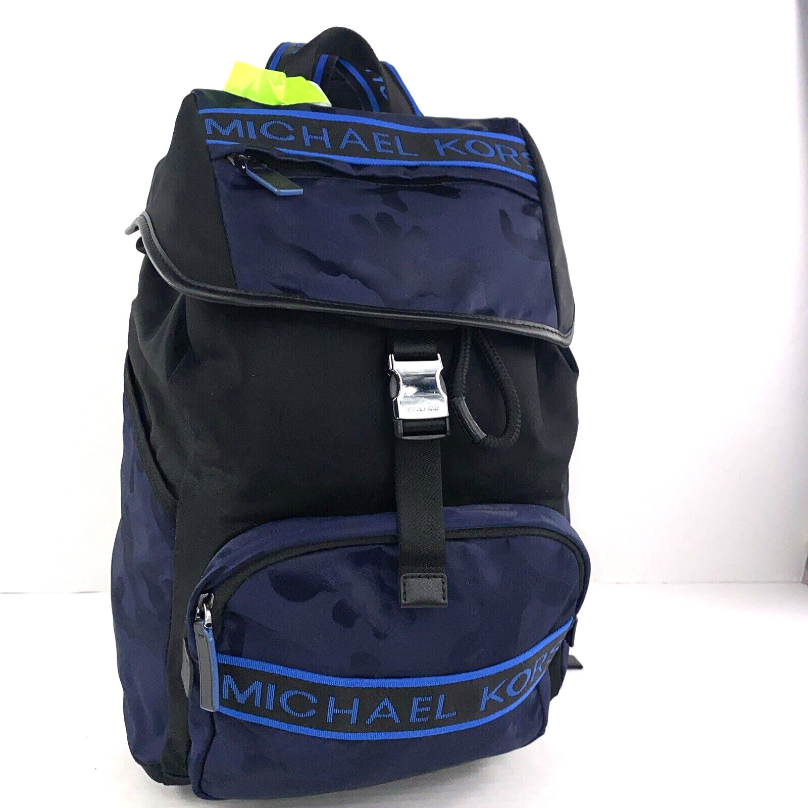 Michael Kors Kent Backpack Camouflage Large Blue Nylon Flap Pocket B3L