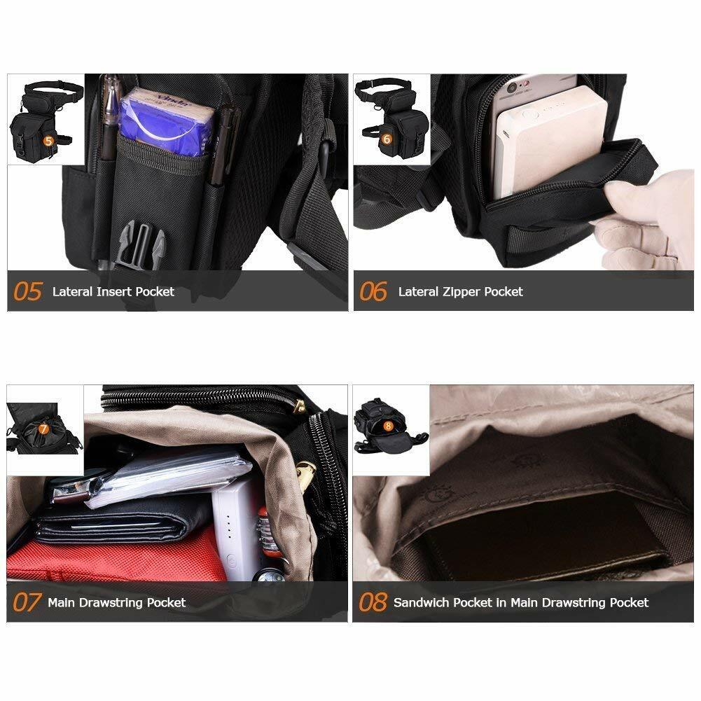 Mens Outdoor Adjustable Backpacks Drop Leg Bag Military Tactical Molle Pouch New