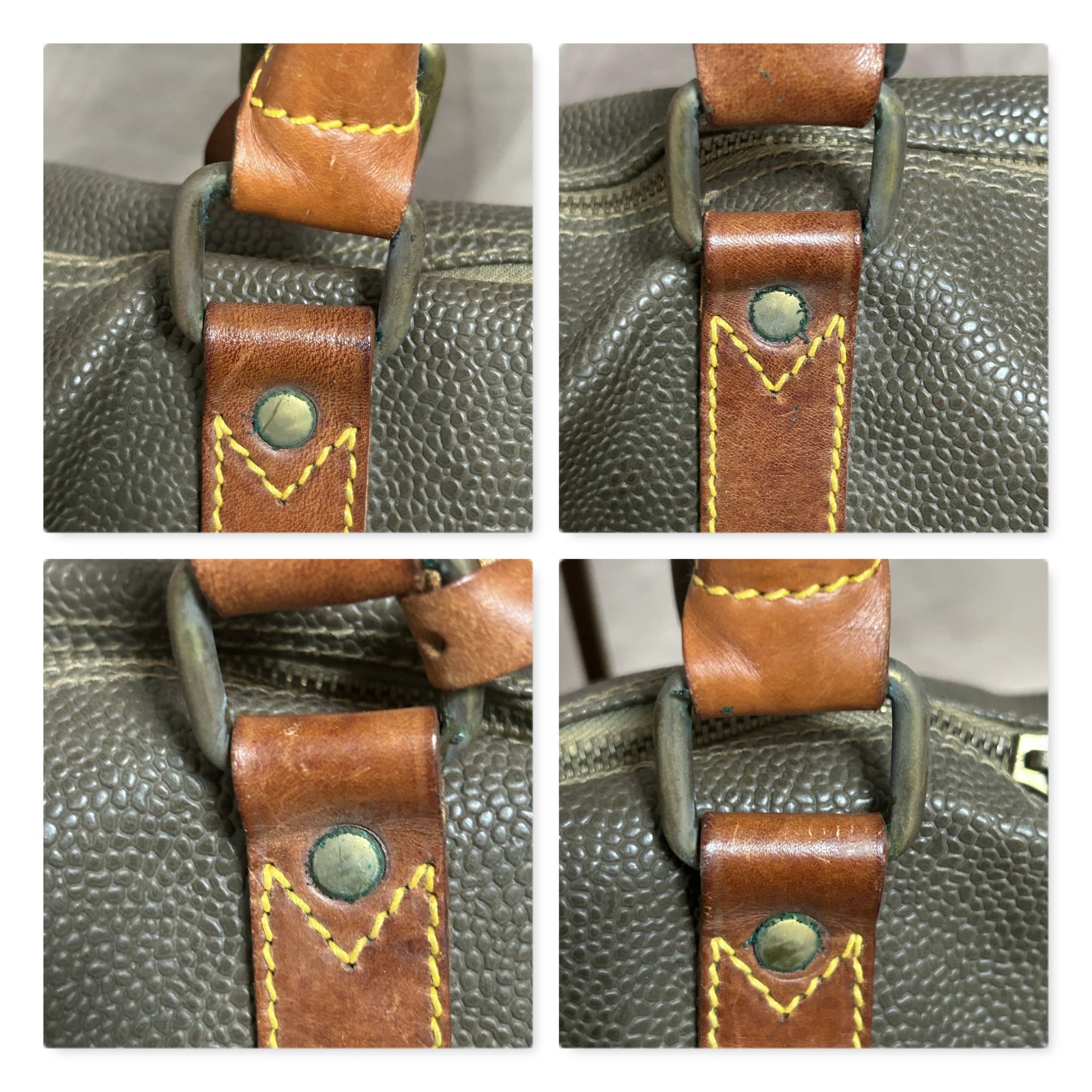 Vintage Mulberry England Scotchgrain Clipper Holdall Weekender Bag Green from JP