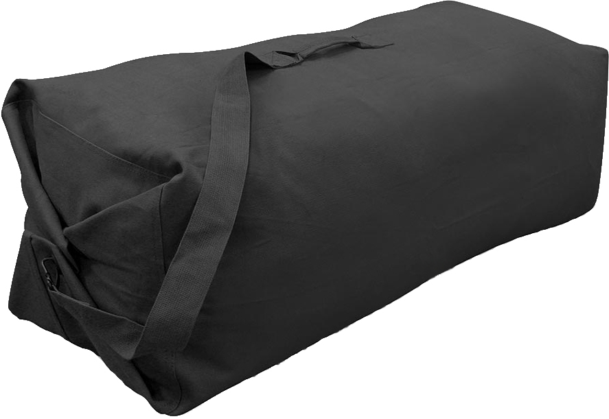 Black Heavyweight Cotton Canvas Deluxe Top Loader Gym Travel Duffle Bag