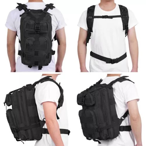 35L Military Black Tactical Backpack Rucksack Camping Hiking Bag Outdoor Travel