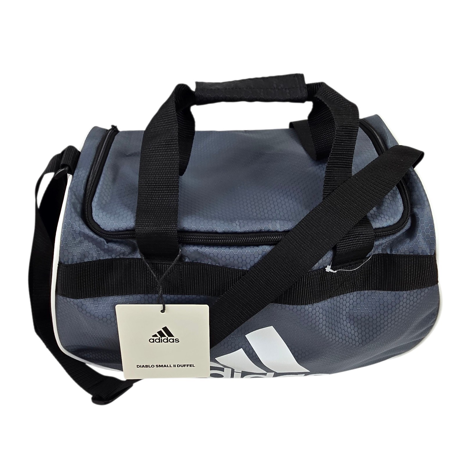 ADIDAS Diablo Small II Hex Solid Duffel Gym Bag Onyx Gray Black White 17″ NWT