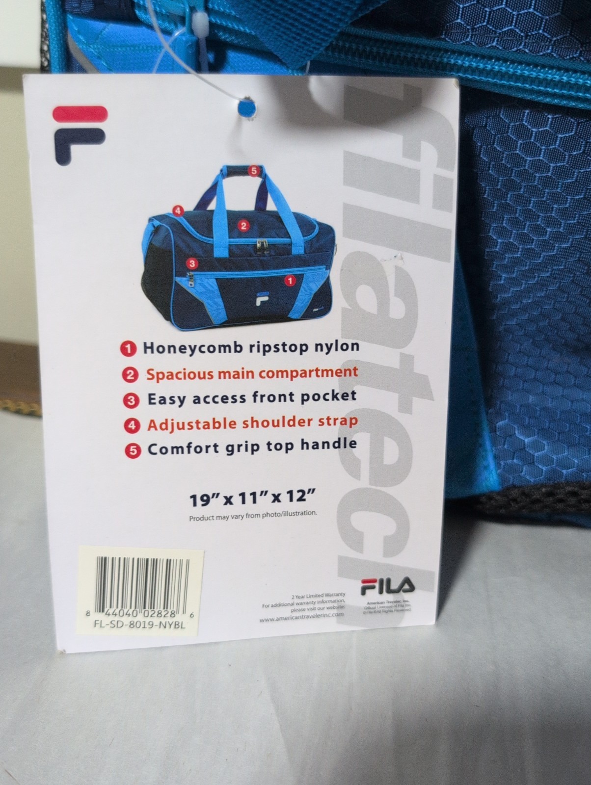 Fila Sport Duffel Drone Filatech Small Bag 19″ L X 11″ W X 12″ H. NEW With Tags