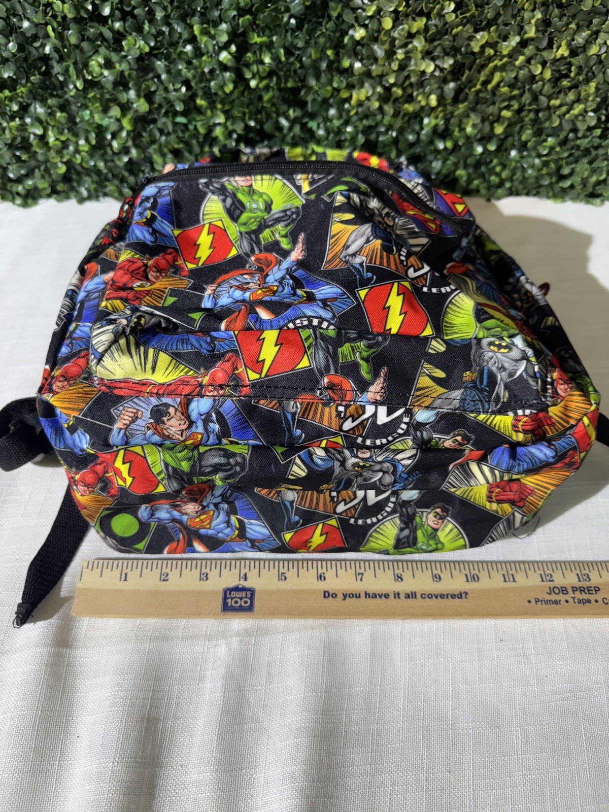 Justice League / Superman Batman Print Backpack /16″ School Book Bag / Pre-Owned