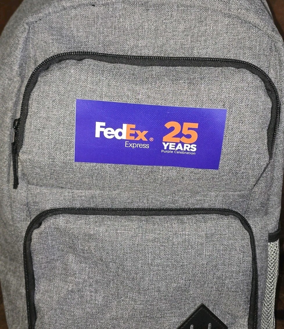 FedEx Express Backpack 25 Years Purple Celebration Grey Pockets LEEDS Bookbag