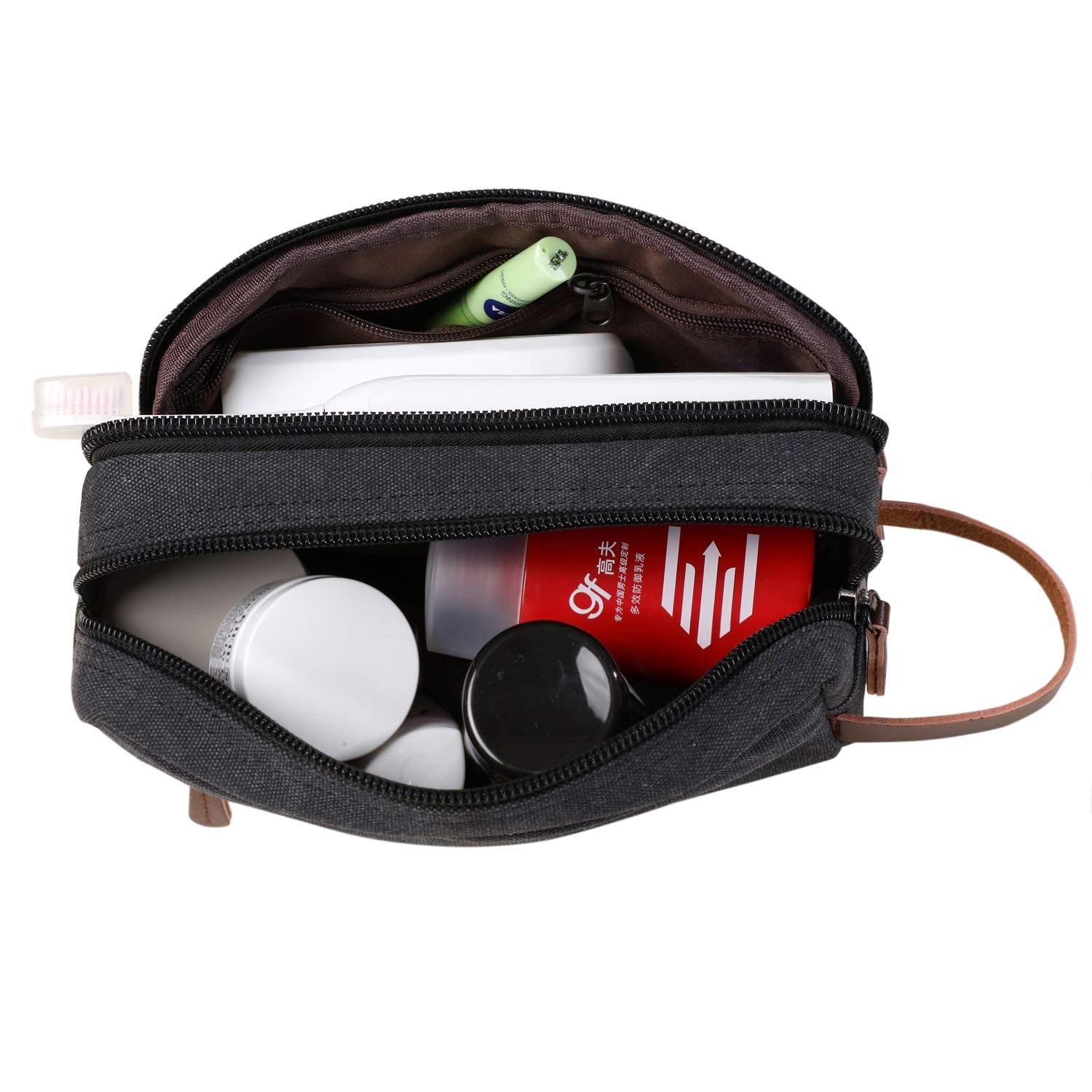 Mactso Men’s Toiletry Bag, Vintage Canvas 9.5×5.5×4 Inch (Pack of 1), Black