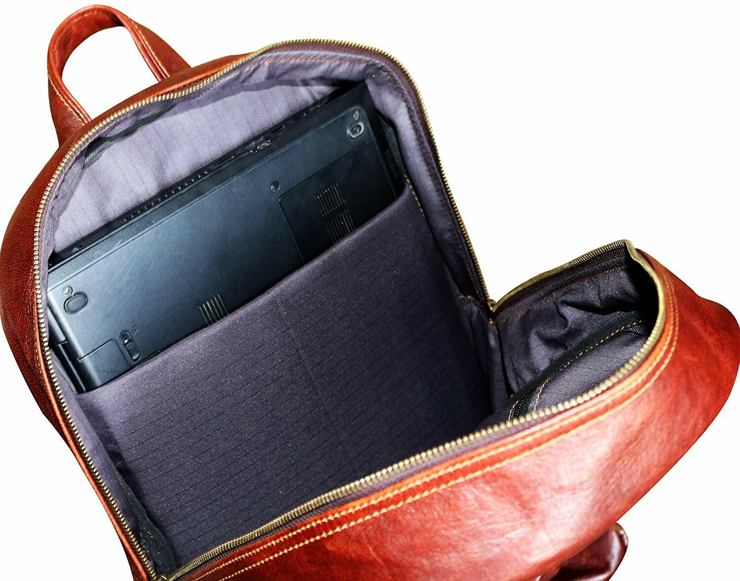 Genuine Leather Travel Backpack – Vintage Rucksack Laptop School Bag Men Women