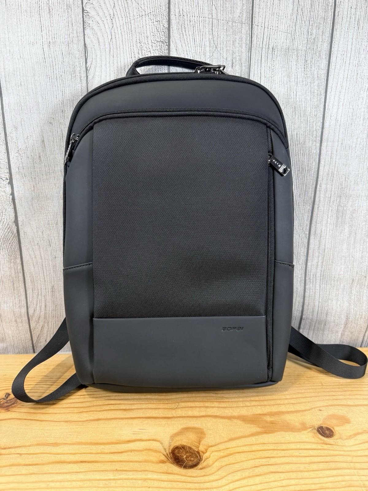 Bopai Mens Black Slim Professional Business 15.6 Travel Laptop Backpack Bag NWT