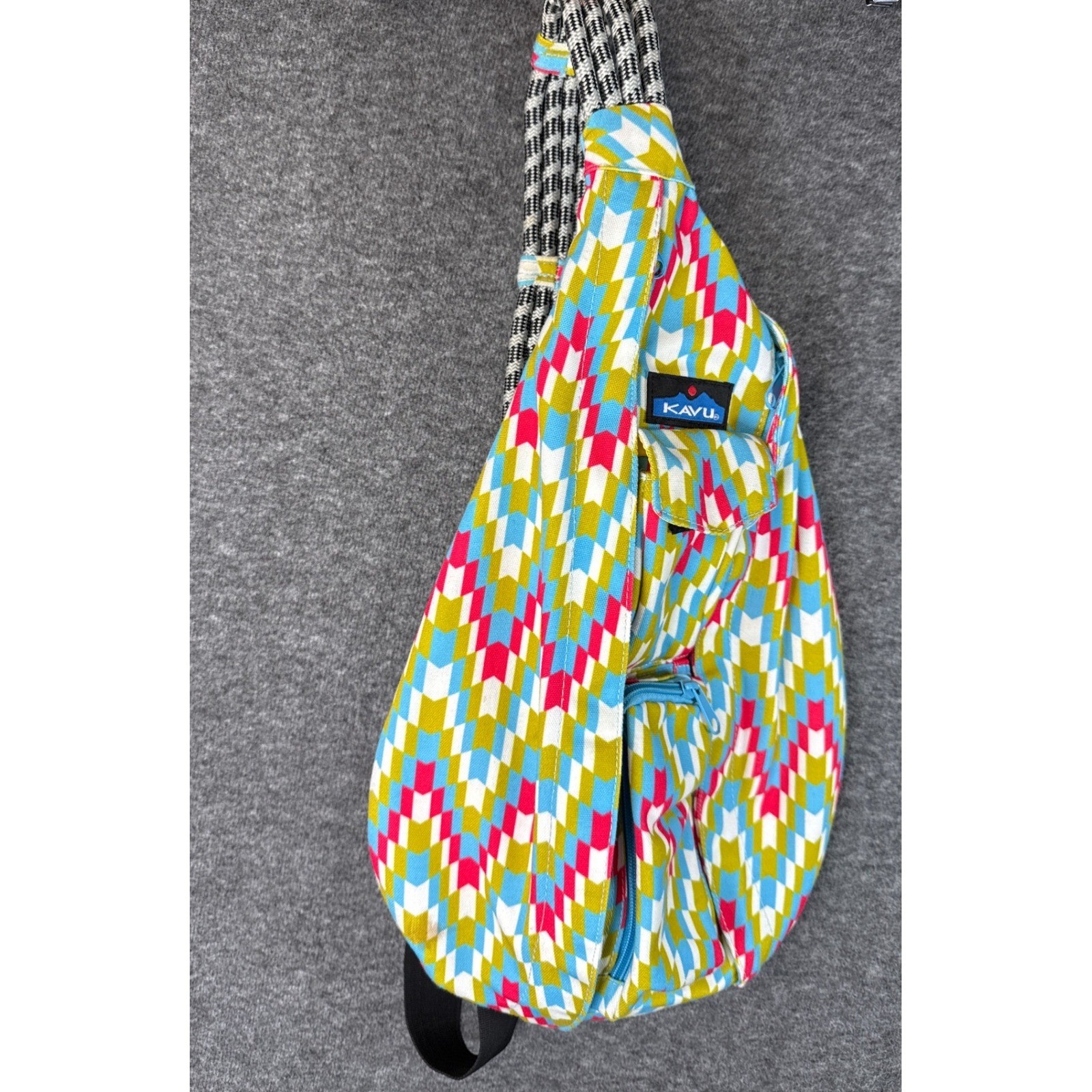 KAVU Garden Tile Sling Bag Backpack Geometric Print Multi Color Adjustable Strap