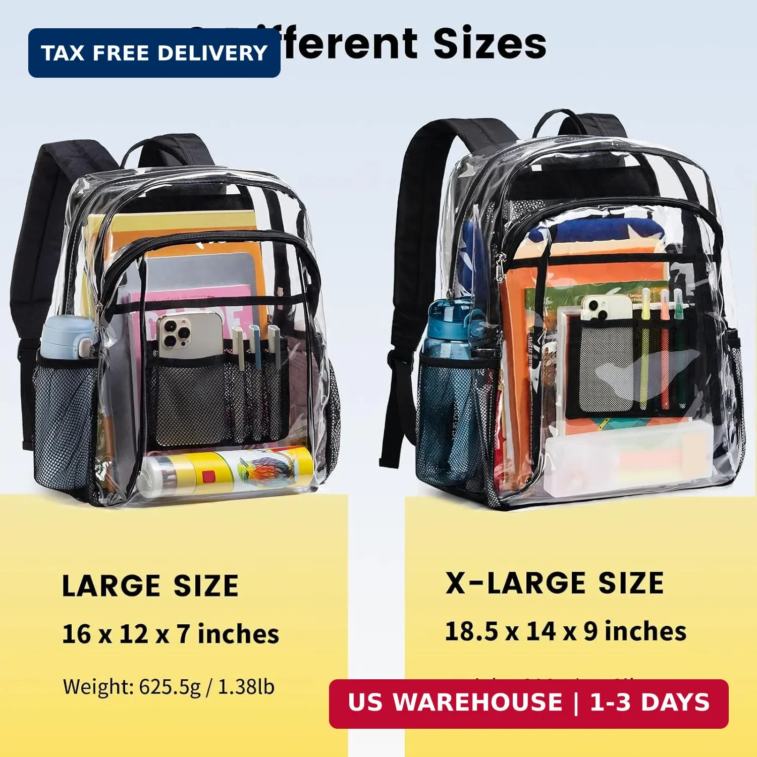 Vorspack Clear Backpack Heavy Duty – Clear Book Bag with Multi-pockets Large See