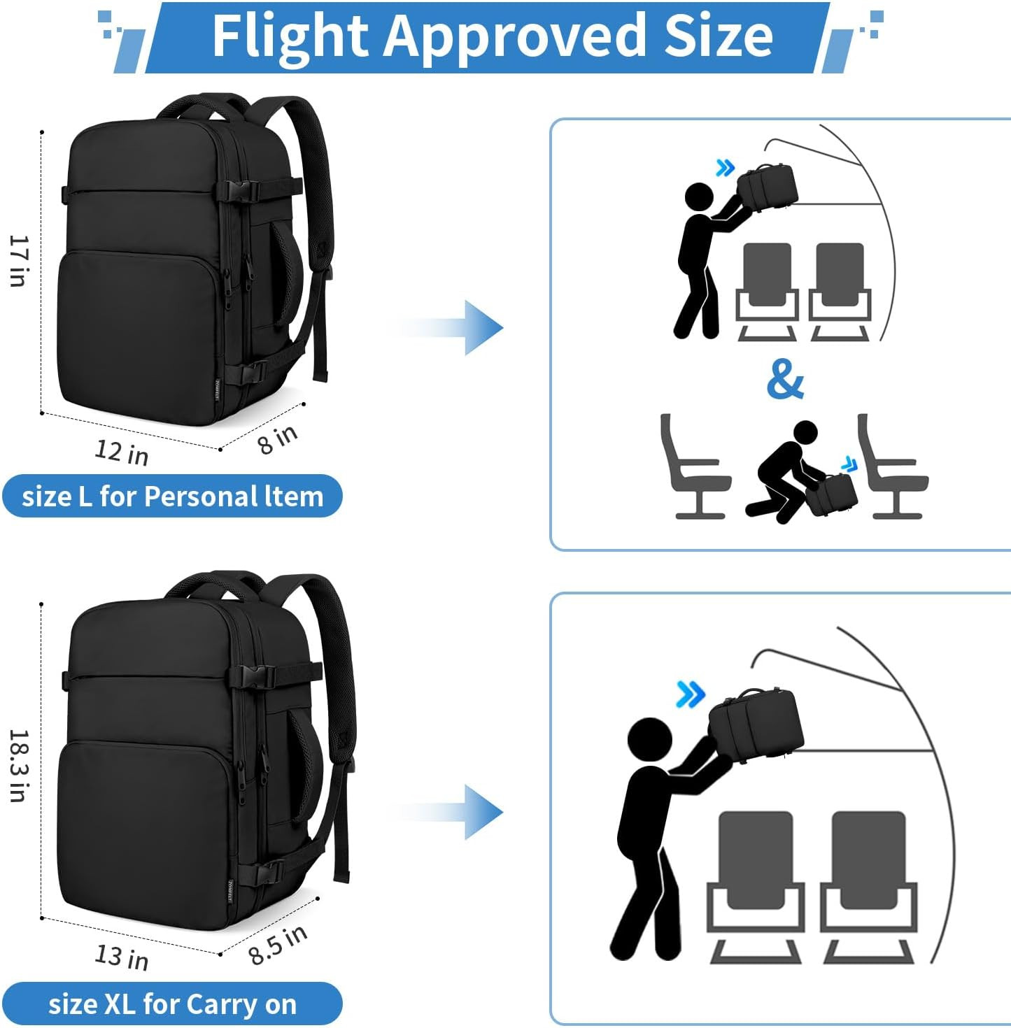 Travel Backpack for Women Men, 18 X 14 X 8 Inch Carry on Backpack 17.3 Inch Lapt