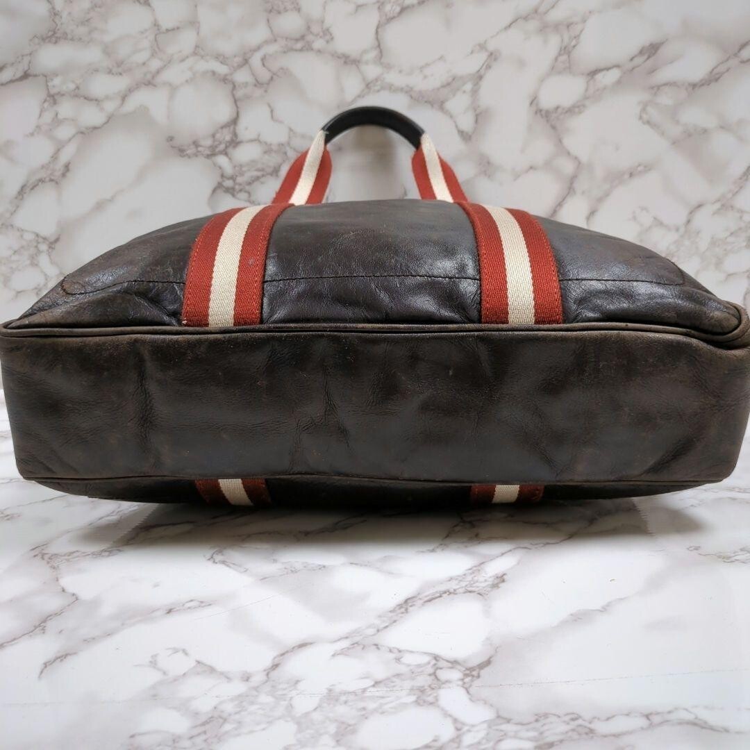 Bally Brown Leather Briefcase Business Bag Trainspotting Men Zip 40cm 28cm LM