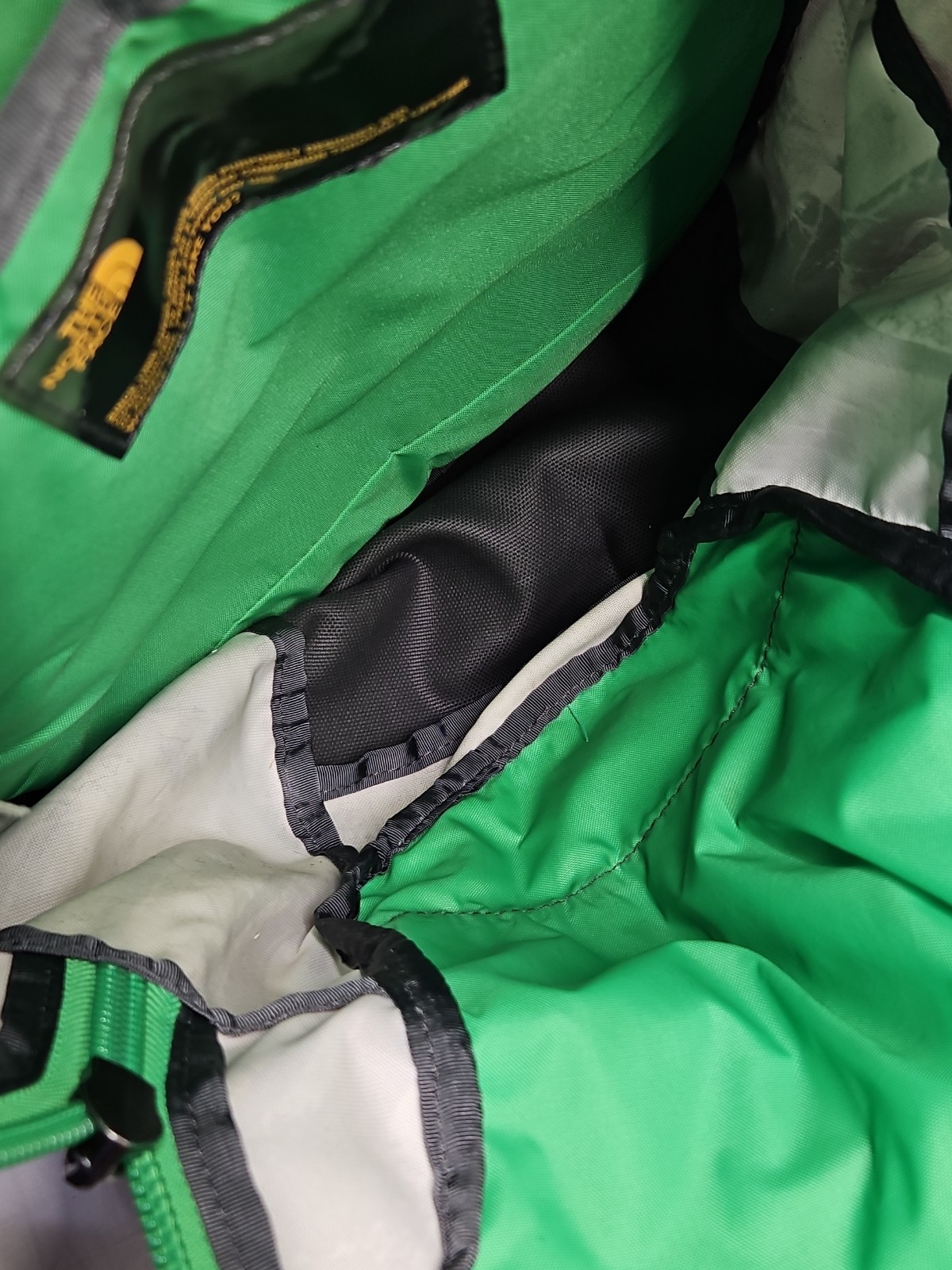 The North Face Vault Gray Black Forest Camo Green Trim & Logo Backpack