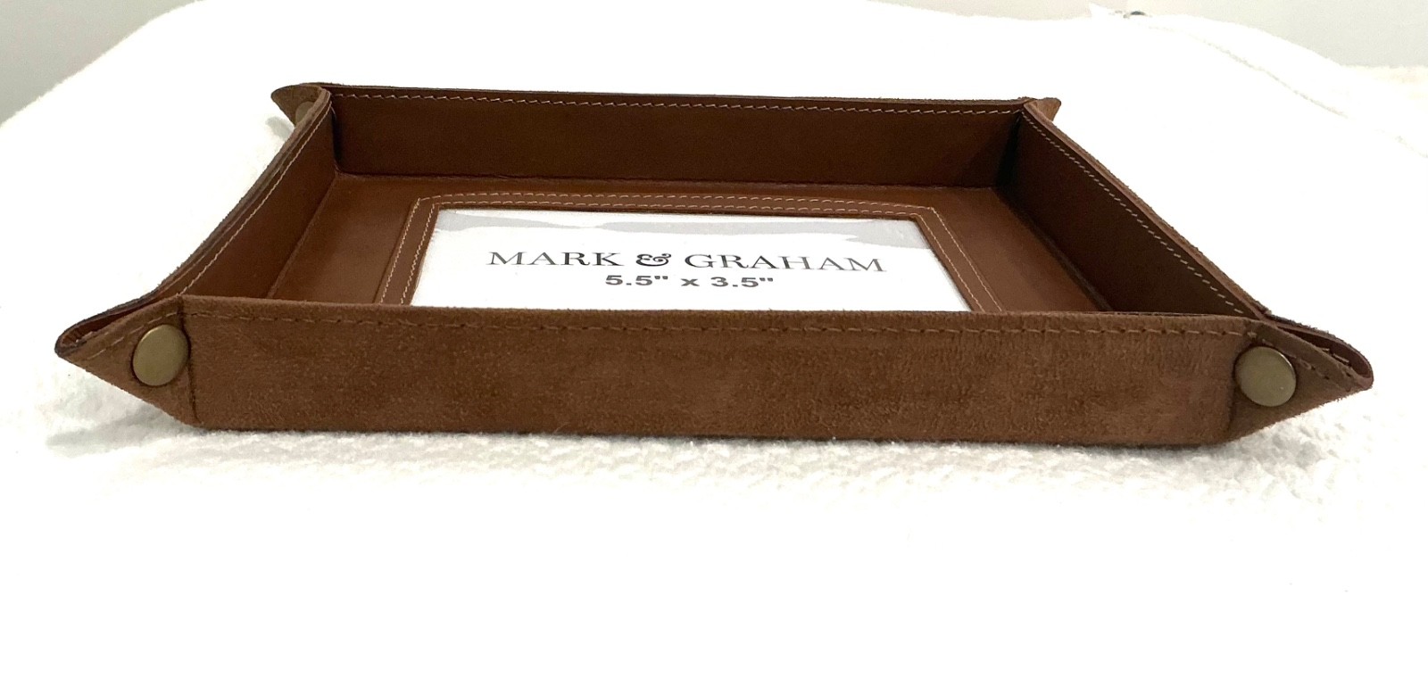 Mark and Graham Leather Photo Catchall – HCW monogram – NEW IN BOX!