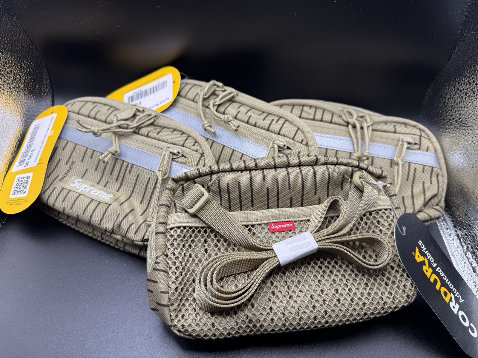 New Supreme Mini Side Bag – Tan Raindrop Cordura – 100% Authentic