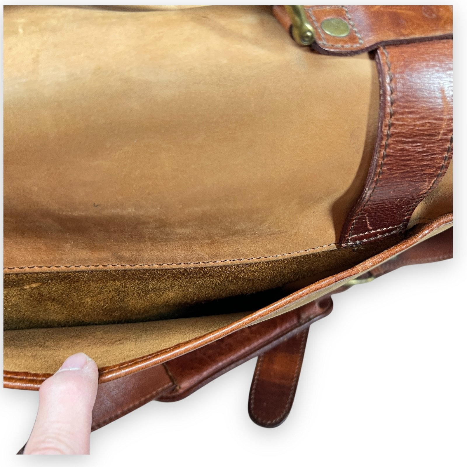 VTG Timberland Briefcase Men Tan Leathe USA Made Gorpcore Messenger Bag Heritage