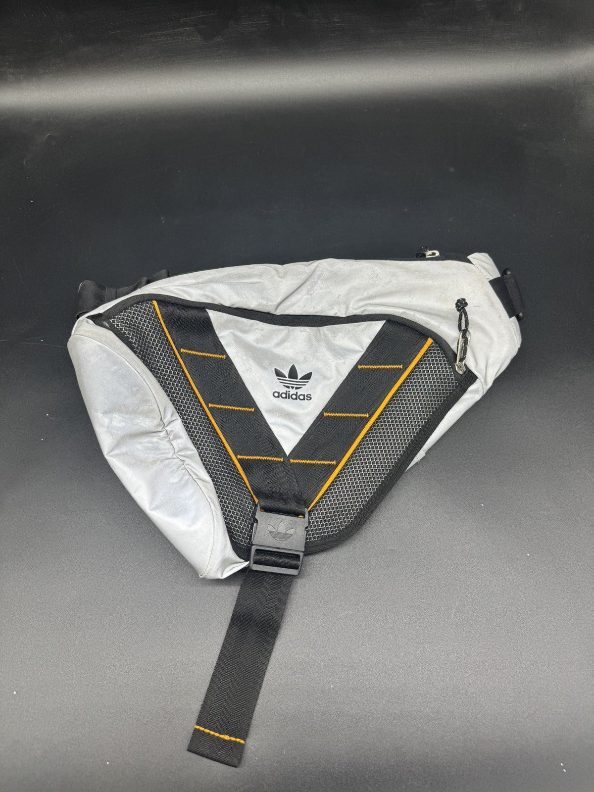 ADIDAS Crossbody Sling Backpack 7.5L Unisex Black Silver Reflective One Shoulder