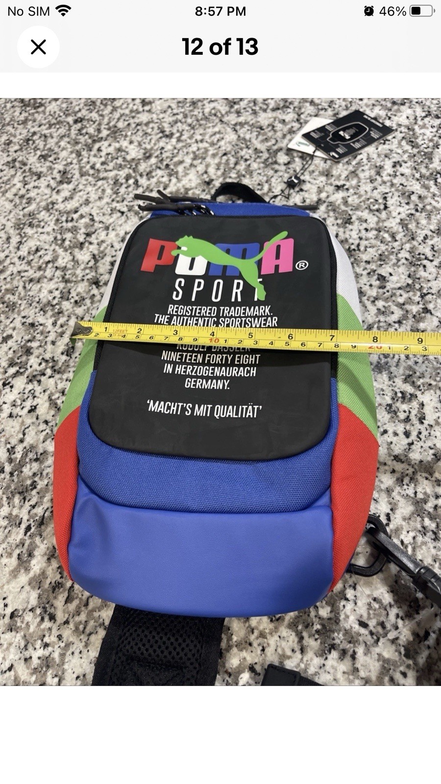 PUMA Forecast Multitude Sling Backpack Blue Multi Colored Shoulder Bag Brand New