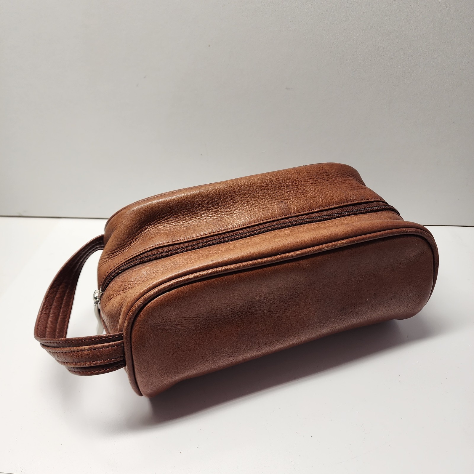 Osgoode Marley Tan Brown Small Leather Toiletry Travel Shave Bag