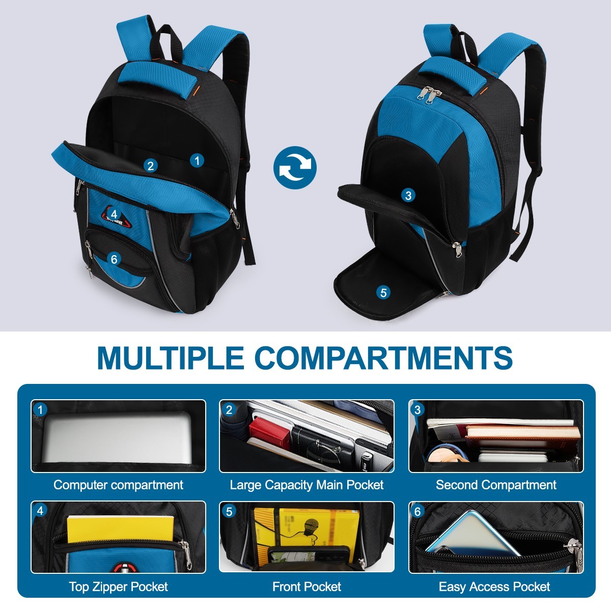 Extra Large Travel Backpack with Laptop Pocket Lightweight College School Bag
