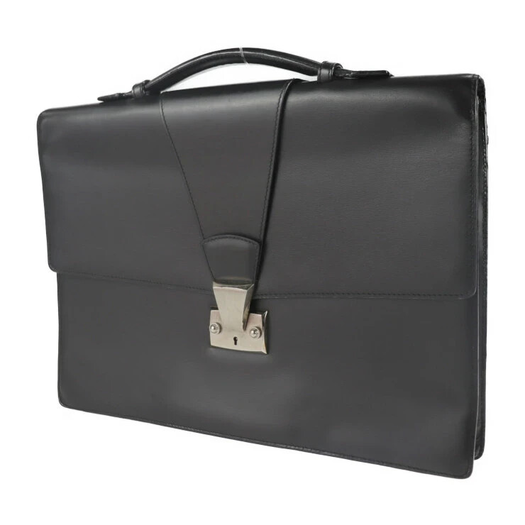 Cartier Must Line Briefcase Business Bag Leather Black 27x37x4cm pre-owned