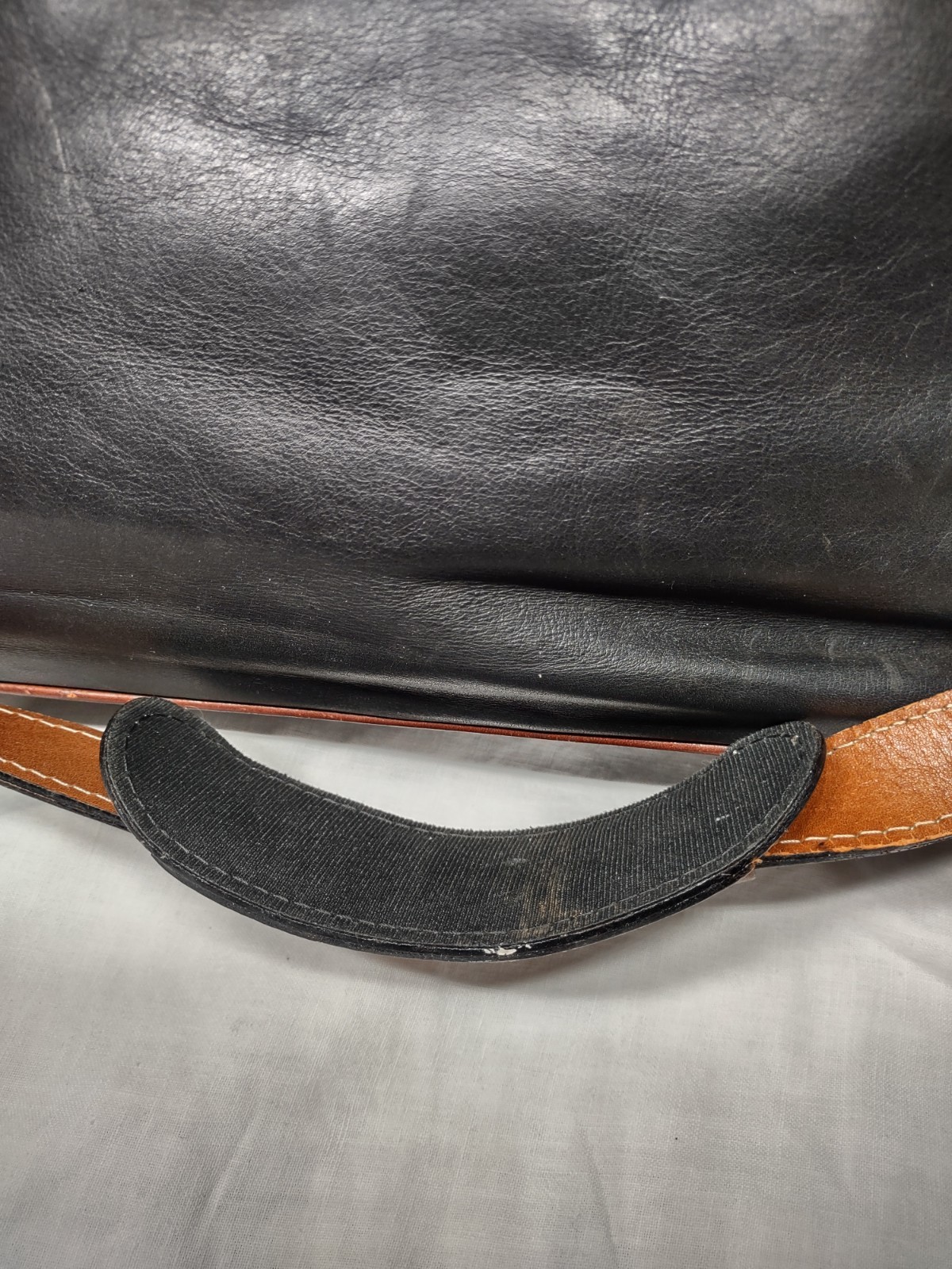 Delfina Two Tone Brown Black Leather Briefcase Messenger Bag