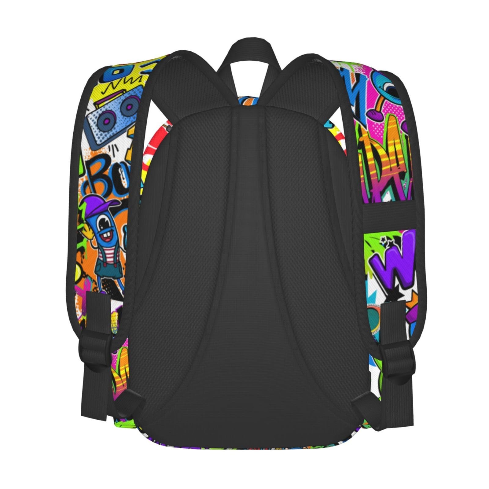 Black Blue Graffiti School Backpack Bookbag for Teens Boys Girls Daily Use