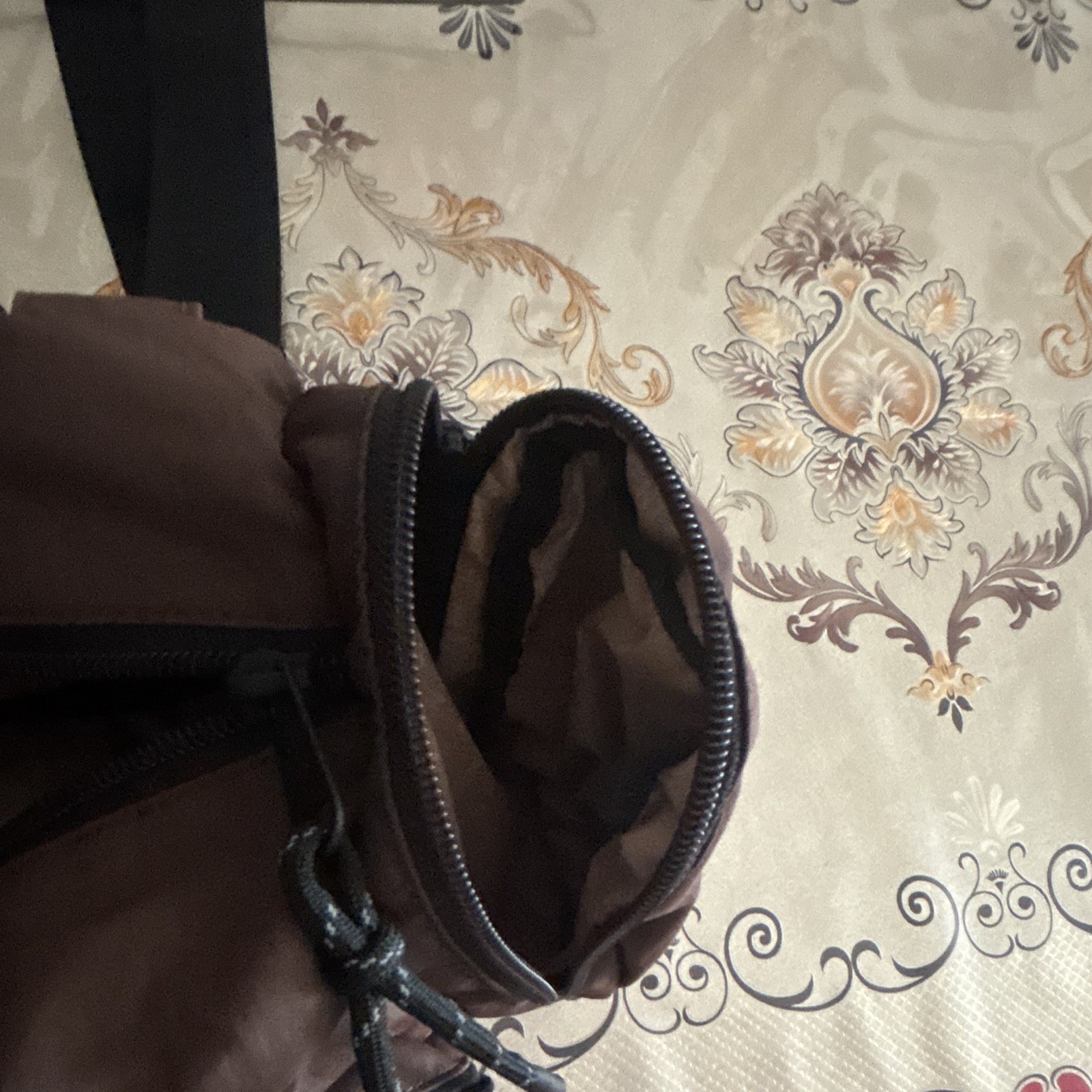Men’s Brown & Black Duffle Bag Zip Closure Shoulder Strap Outer Pockets