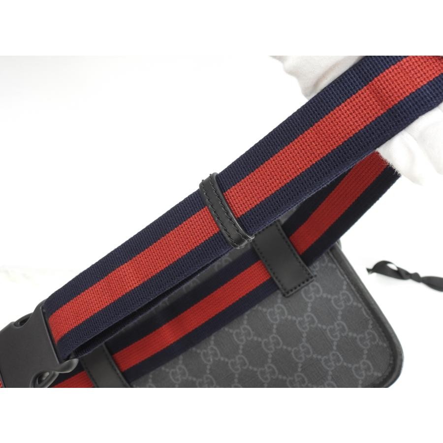 Gucci Body Bag Webbing Old GG Supreme Black Belt Bag Logo Waist bag w/storagebag