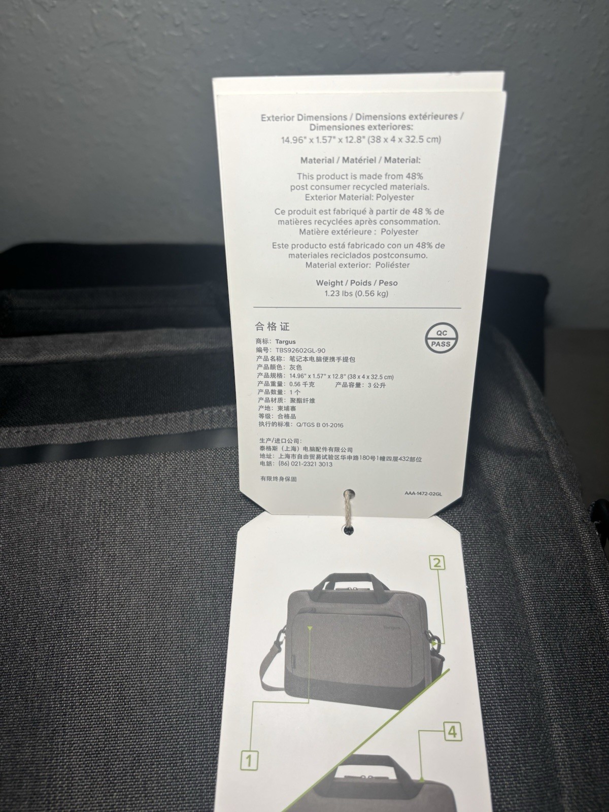 Targus 14″ Laptop Cypress Slim Briefcase with EcoSmart – Gray: Fits Up to 14″