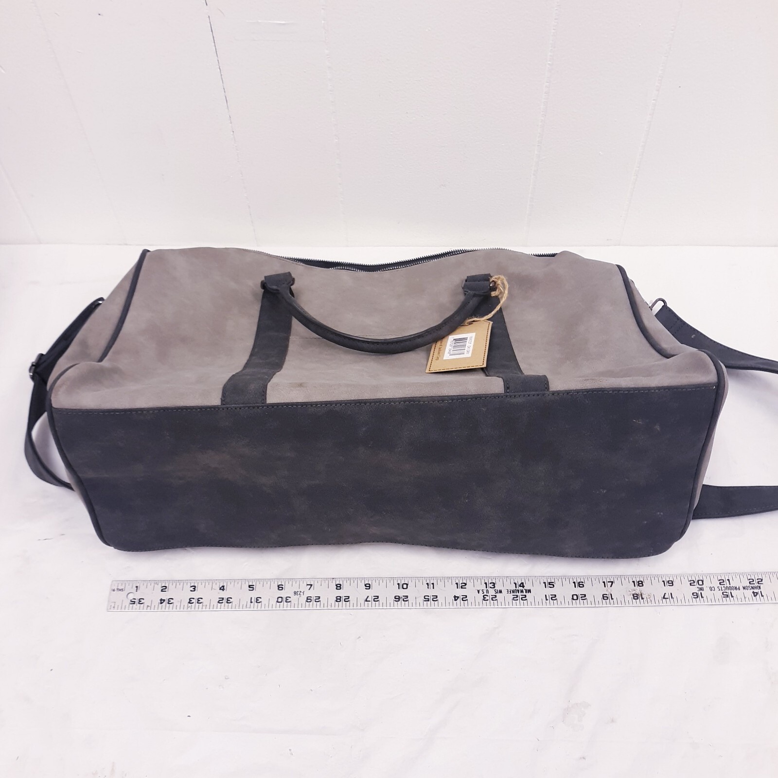 Jackson Unisex – vegan leather – Carry On Gray Grey Strap Handle Duffle Bag