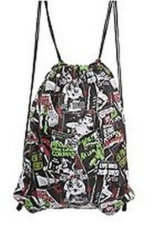 Horror Movie Themed Back Sack Sak NWT Black, White, Green, Red