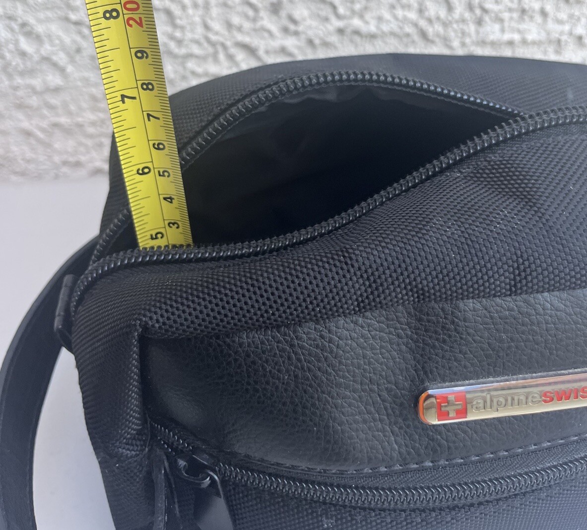 Alpine Swiss Toiletry Bag Black Leather/canvas With Handle
