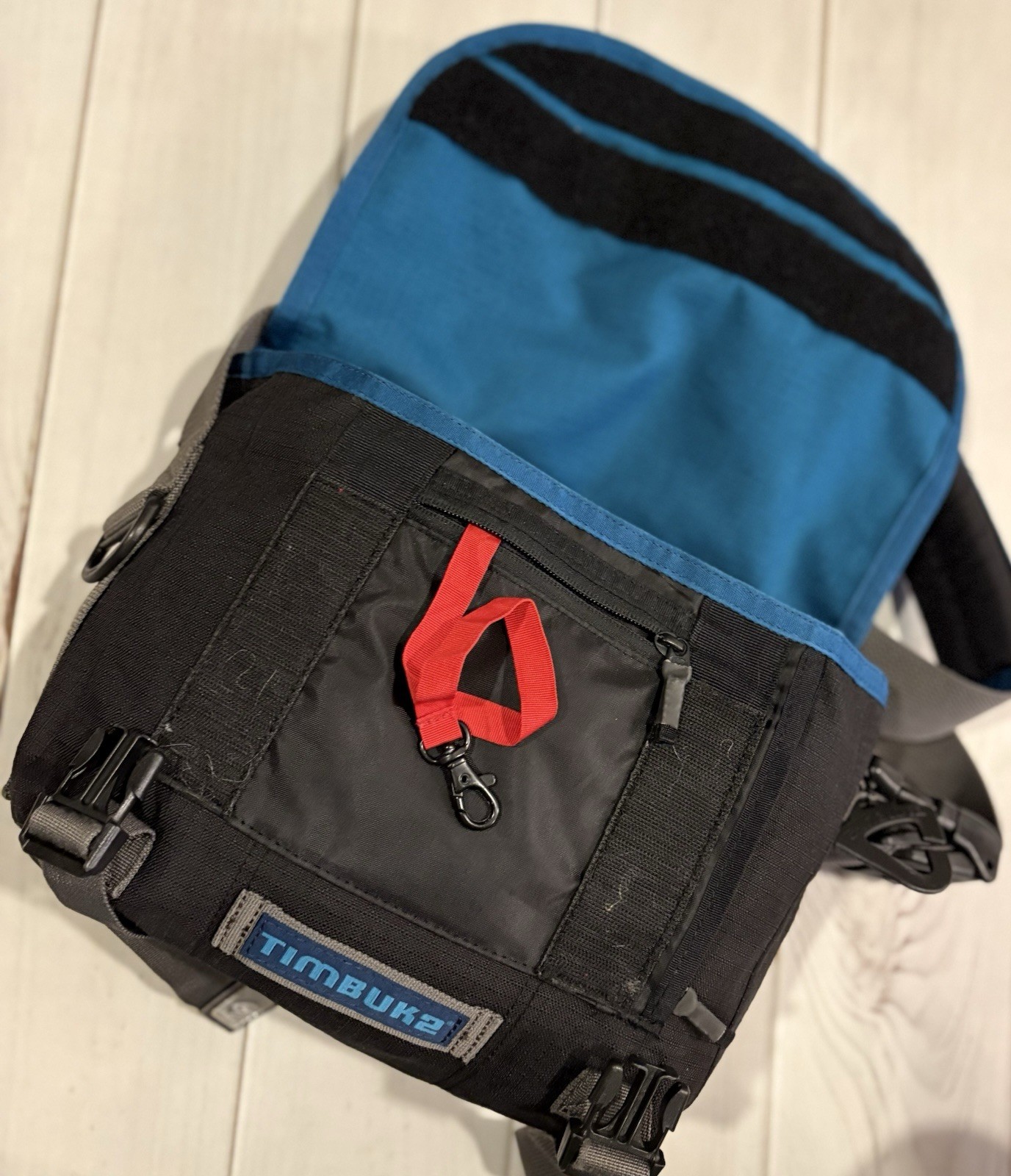 Timbuk2 Messenger Travel Shoulder Crossbody Bag Black Teal Piping XS