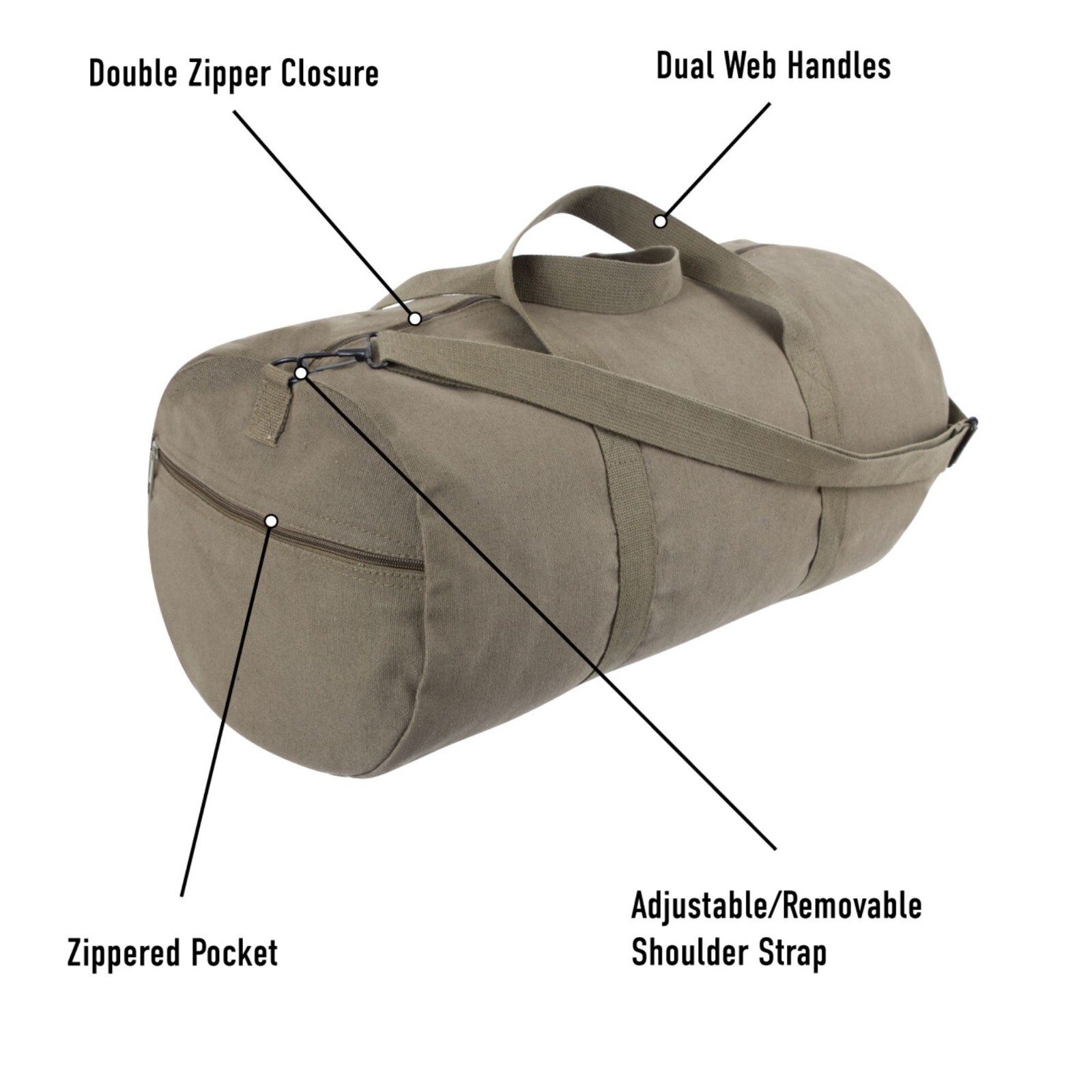 Rothco Canvas Duffle Bag, 24″ x 12″ Camo Army Gym Recreational Travel Shoulder