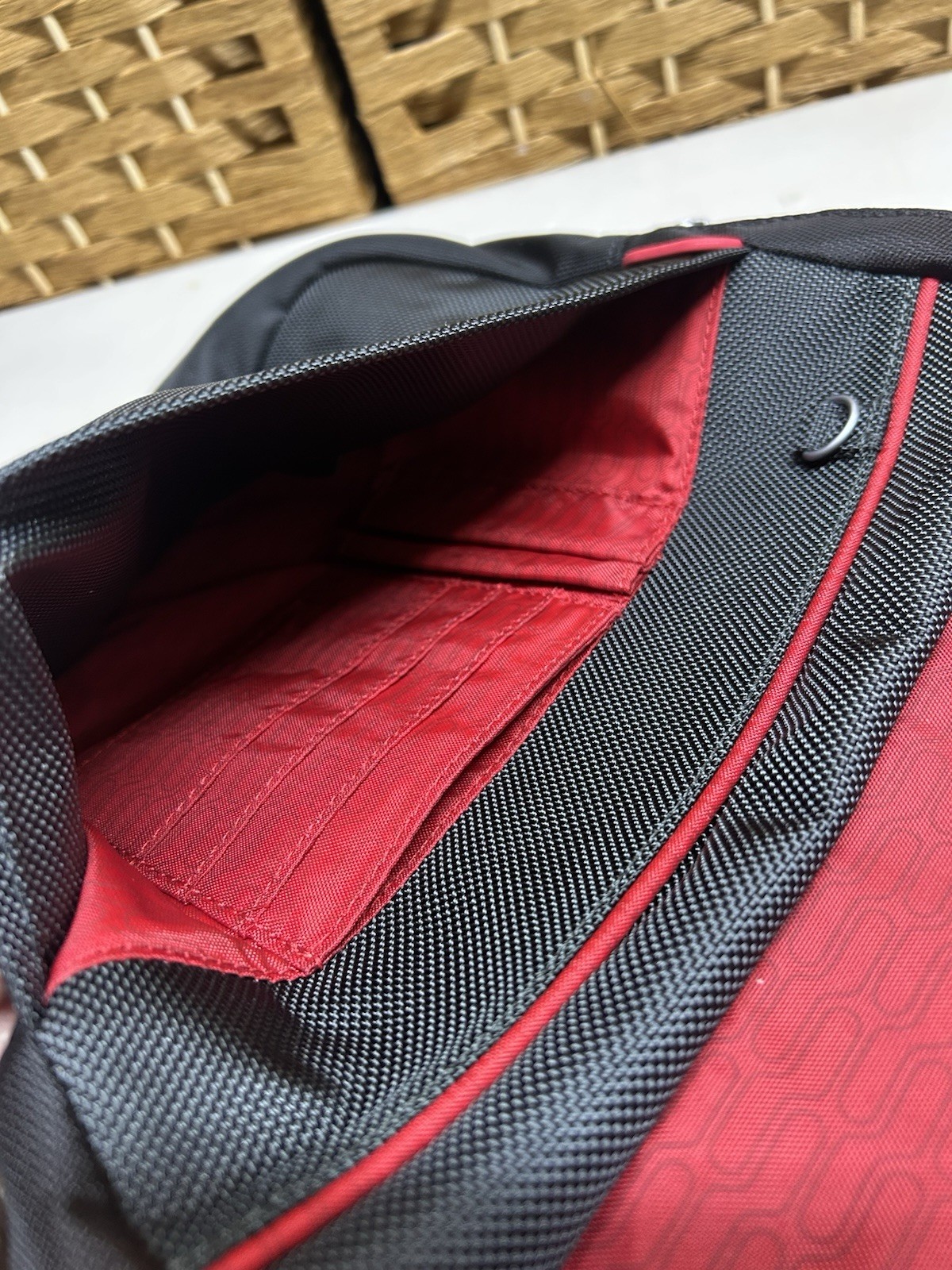 Tumi T-Tech Nylon Mckenna Crossbody Bag Black & Red 5123D Purse