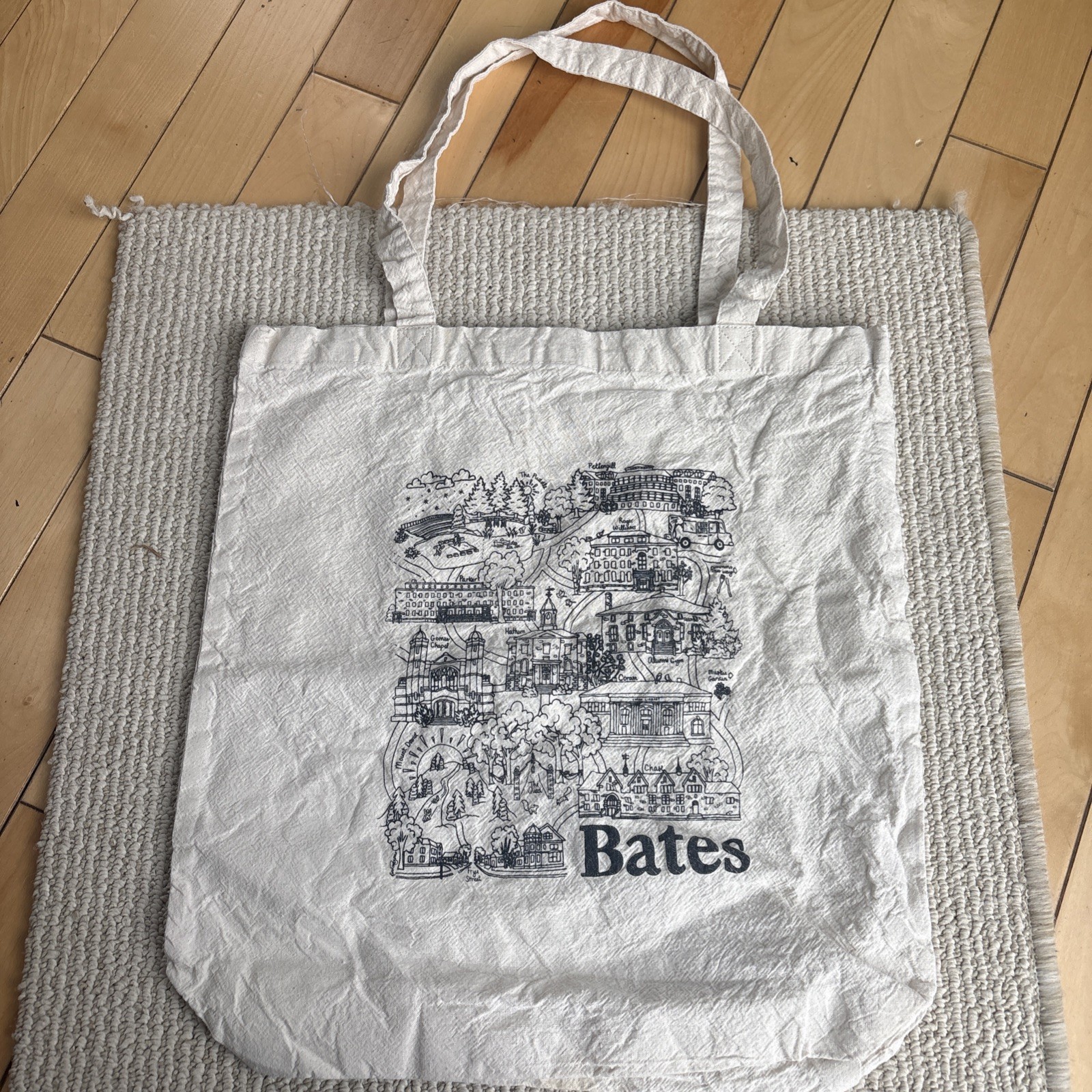 Bates College Maine campus cotton tote bag reusable grocery
